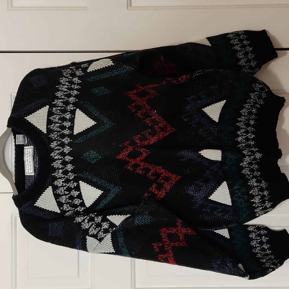 Michael Gerald Navy and White Acrylic Sweater